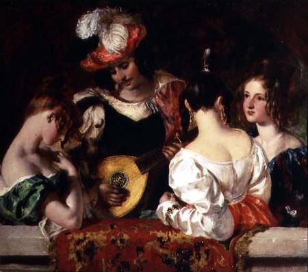 The Lute Player: "When soft notes I the sweet lute inspired, fond fair ones listen'd and my skill ad van William Etty
