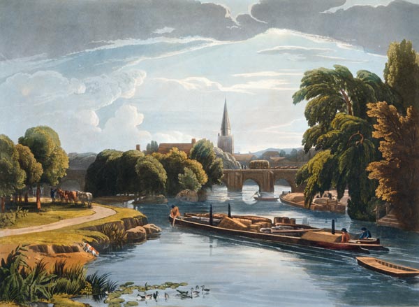 Abingdon Bridge and Church van William Havell