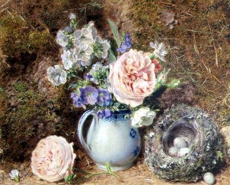 Still Life of Flowers and Nest van William Henry Hunt