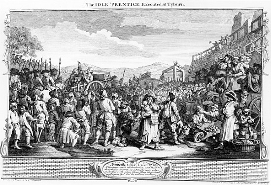 The Idle ''Prentice Executed at Tyburn, plate XI of ''Industry and Idleness'' van William Hogarth