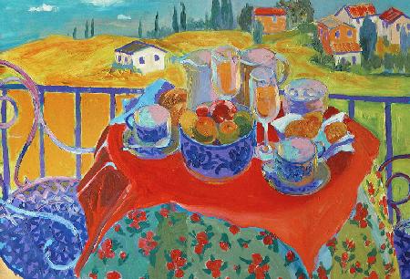 Tuscan Terrace (oil on board) 