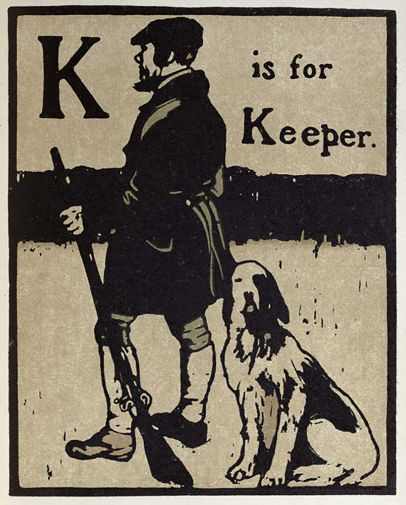 K is for Keeper, illustration from An Alphabet, published by William Heinemann, 1898 van William Nicholson