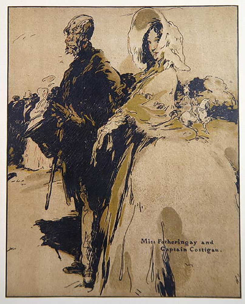Miss Fotheringay and Captain Costigan, illustration from Characters of Romance, first published 1900 van William Nicholson