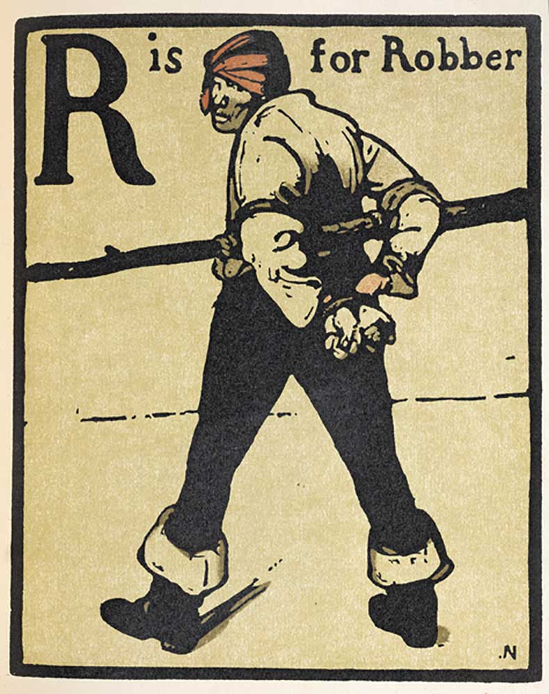 R is for Robber, illustration from An Alphabet, published by William Heinemann, 1898 van William Nicholson