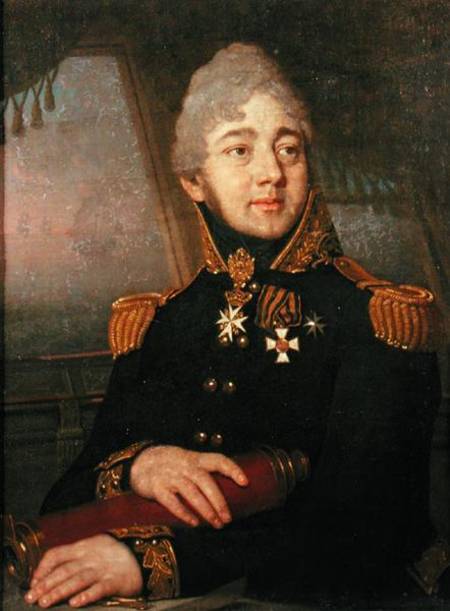 Portrait of the Russian poet Evgeny Boratynsky (1800-44) van Wladimir Lukitsch Borowikowski
