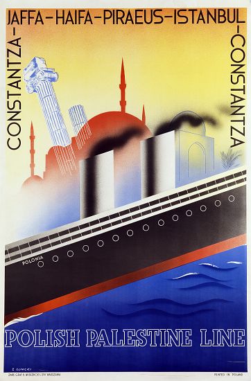 Poster advertising the Polish Palestine Line van Zygmunt Glinicki